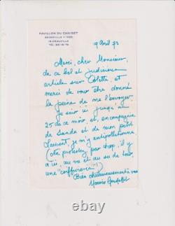 19 Avril 1973. Maurice Goudeket. Colette. Lettre autographe signée. Document++++