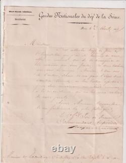 27-04-1847. Garde Nationale. Seine. J. F. Jacqueminot. Lettre autographe signée