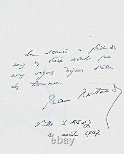363a-lettre Autographe-signée-jean Rostand-écrivan-31 Août 1907