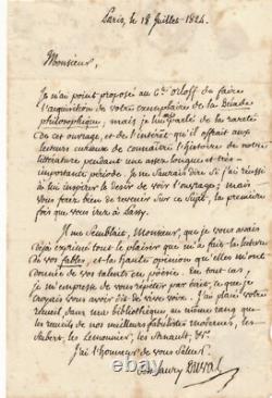 AMAURY DUVAL lettre autographe signée à A. Rigaud Décade philosophique Orloff