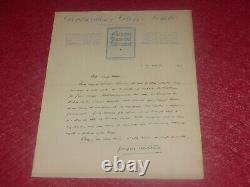 AVIATION JACQUES MORTANE LETTRE AUTOGRAPHE SIGNEE (Ecrivain) 1922 Lafitte