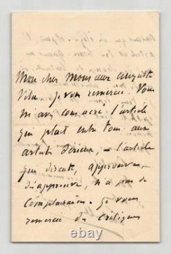 A. Catulle Mendès Lettre autographe signée à A. Vitu Article critique 1881