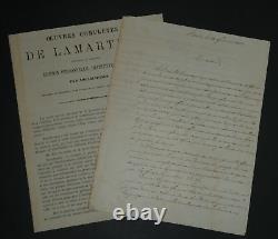 A. De LAMARTINE LETTRE AUTOGRAPHE SIGNÉE AU SUJET DE SES DETTES, 2 pages, 1862