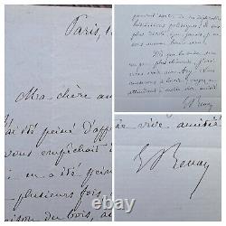 A Voir! Tres Belle Lettre Autographe Signee Ernest Renan 1875 3 Pages