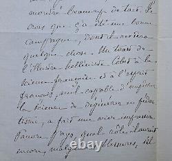 A Voir! Tres Belle Lettre Autographe Signee Ernest Renan 1875 3 Pages