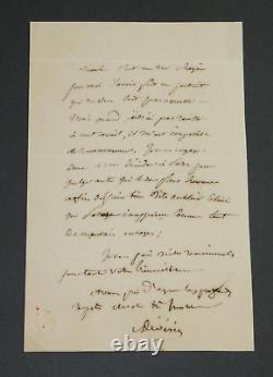 Achille Devéria-Lettre autographe signée à A Tamburini, et dessin étude de mains