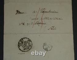Achille Devéria-Lettre autographe signée à A Tamburini, et dessin étude de mains
