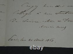 Achille Fould Lettre autographe signé On a pris un parti que je regrette 1863