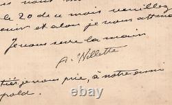 Adolphe Léon Willette Carte lettre autographe signée avec dessin de sa main