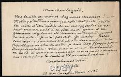 Adolphe Willette. Lettre autographe signée à Achille Segard. Vers 1920