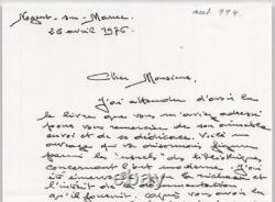 Albert P. De Mirimonde, Lettre autographe signée remerciement livre 1976