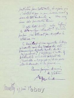 Albert ROBIDA peur pour le beffroi de Compiègne lettre autographe signée P. Fort