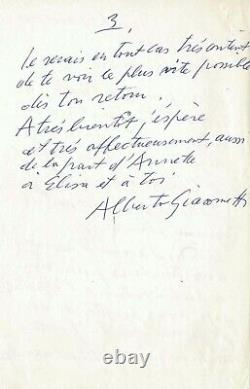 Alberto GIACOMETTI Lettre autographe signée à André BRETON Surréalisme 1959