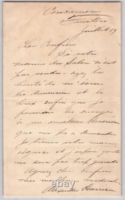 Alexander Harrison Lettre autographe signée, Achat d'une marine du Salon XIX