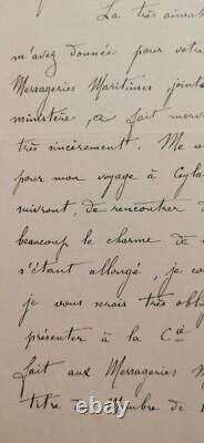 Alexandra David-Neel, Lettre autographe signée adressée à André Lebon le28/6/1911