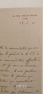 Alexandra David-Neel, Lettre autographe signée adressée à André Lebon le28/6/1911