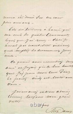 Alexandre DUMAS Lettre autographe signée à Victor HUGO, à Jersey