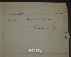 Alexandre DUMAS fils Lettre autographe signée Beau volume de contes 3 pages