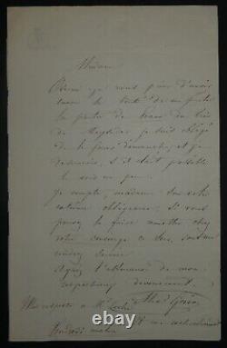 Alexandre-Edouard Goria Lettre autographe signée à Mme Coche 1850