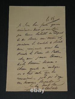 Alexandre de Laborde LETTRE AUTOGRAPHE SIGNÉE d'excuse, absence suite accident