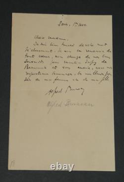 Alfred Bruneau Lettre autographe signée de remerciement