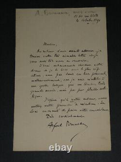 Alfred Bruneau Lettre autographe signée sur sa pièce Le rêve, Emile Zola 1891