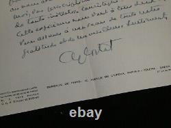 Alfred Cortot LETTRE AUTOGRAPHE SIGNÉE À C. Olivier Randonnée routière 1958