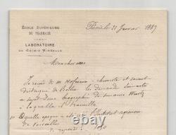 Alfred RICHE Lettre autographe signée à un ami Biographie de Wurtz 1887