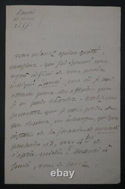 Alfred de VIGNY, Écrivain Lettre autographe signée, 1855, 3 pages