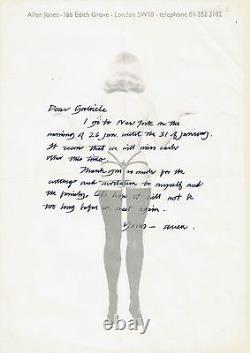 Allen JONES Lettre autographe signée sur papier Pop Art érotique