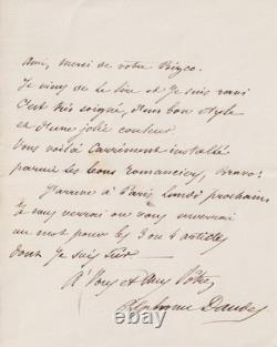 Alphonse DAUDET Lettre et billet autographe signé Le Nabab Théatre