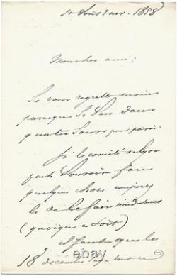 Alphonse de LAMARTINE / Lettre autographe signée / Combat / Horace / Romantisme