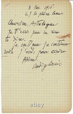 Amedeo MODIGLIANI Très rare lettre autographe signée à Conrad Moricand