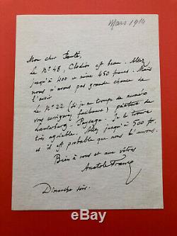 Anatole FRANCE Lettre autographe signée