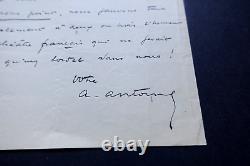 André ANTOINE À Sacha GUITRY- LETTRE AUTOGRAPHE SIGNÉE