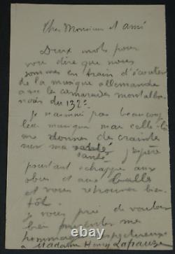 André Abbal Sculpteur Lettre autographe signée à H. Lapauze 1914