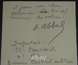 André Abbal Sculpteur Lettre autographe signée à H. Lapauze 1914