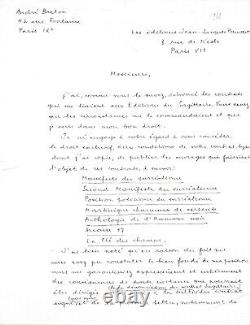 André BRETON Lettre autographe signée