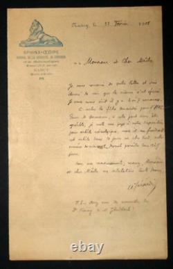 André GÉRARDIN, Mathématicien LETTRE AUTOGRAPHE SIGNÉE, 1908