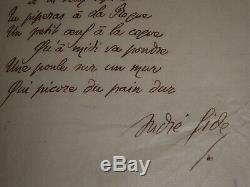 Andre Gide Poeme Autographe Signe Dedicace A Francis Jammes Sous Forme De Lettre