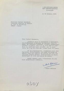 André MALRAUX Lettre signée adressée à Michel Cazenave (1974)