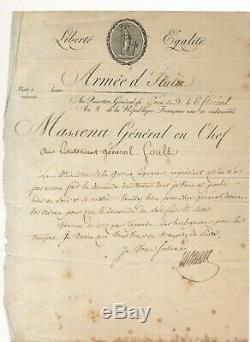 André MASSÉNA lettre signée 26 avril 1800 Gênes En-tête Armée dItalie Empire