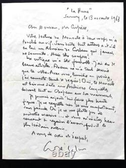 André Salmon Lettre Autographe Signée Adressée À Roland Stragliati 1968