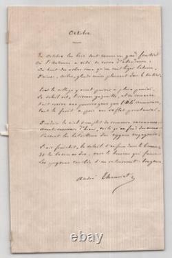 André Theuriet, Poème autographe signé Octobre lettre autographe signée 1877