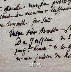 Antoine-Laurent de JUSSIEU Lettre autographe signée (1833)