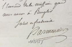 Antoine PARMENTIER Lettre autographe signée Com Agriculture & Com Salut public