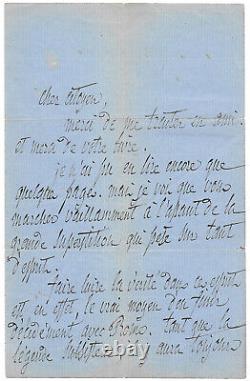 Armand BARBÈS / Lettre autographe signée / Garibaldi / Bataille de Mentana 1867