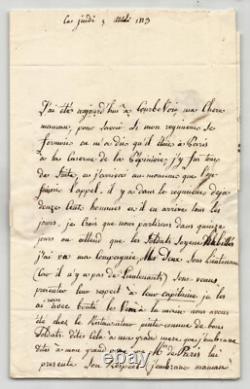 Armand de Lostanges Lettre autographe à sa mère j'ai vu ma compagnie 1813