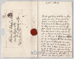 Armand de Lostanges Lettre autographe à sa mère j'ai vu ma compagnie 1813