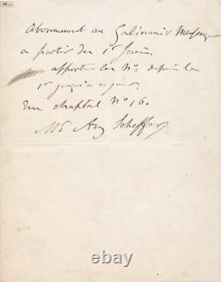 Ary SCHEFFER billet autographe signé abonnement signature